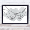 Watercolour Line Art Holding Hands Decorative Wall Art Print