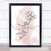 Watercolour Line Art Lady Balloon Decorative Wall Art Print