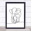 Black & White Line Art Elephants Decorative Wall Art Print