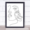 Black & White Line Art Two Faces Decorative Wall Art Print