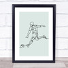 Block Colour Line Art Footballer Decorative Wall Art Print