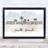 Watercolour Line Art South Beach Decorative Wall Art Print