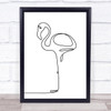 Black & White Line Art Flamingo Decorative Wall Art Print