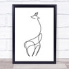 Black & White Line Art Giraffe Decorative Wall Art Print