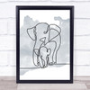 Watercolour Line Art Elephants Decorative Wall Art Print