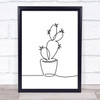 Black & White Line Art Cactus Decorative Wall Art Print