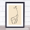 Block Colour Line Art Giraffe Decorative Wall Art Print