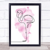 Watercolour Line Art Flamingo Decorative Wall Art Print