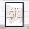 Watercolour Line Art Two Cats Decorative Wall Art Print