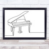 Black & White Line Art Piano Decorative Wall Art Print