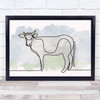 Watercolour Line Art Cow Decorative Wall Art Print