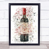 Watercolour Splatter Red Wine Bottle Decorative Wall Art Print