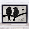 Birdy Wings Lovebirds Music Script Song Lyric Print - Or Any Song You Choose