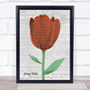 Rory Gallagher I Fall Apart Grey Script Watercolour Tulip Song Lyric Print - Or Any Song You Choose
