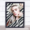 Billie Eilish Colour Zebra Style Lightening Flash Funky Wall Art Print