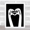 Black Lives Matters Text Within Heart Shaped Fingers Black Wall Art Print