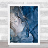 Grey Taupe Blue Swirl Abstract Wall Art Print