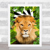 Jungle Leaves Black & White Swirl Lion King Wall Art Print