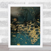 Teal & Golden Sand Swirl Abstract Wall Art Print