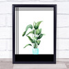 Watercolour Plant & Stripes Blue Pot Wall Art Print