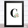 Initial Letter C With Flowers Wall Art Print