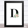 Initial Letter D With Flowers Wall Art Print