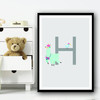 Animal Collection Letter H Children's Kids Wall Art Print