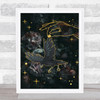 Hand Holding Raven Gold Gothic Home Wall Art Print