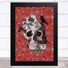 Skull Gothic Red Pattern Home Wall Art Print