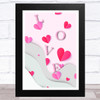 Floating Letters With Hearts Home Wall Art Print