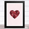 Red Heart On Pink Background Home Wall Art Print