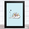 Cute Cupid Angel On Cloud Home Wall Art Print
