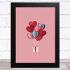 Hearts Balloons Gift Home Wall Art Print