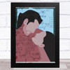 Kissing Couple Vintage Abstract Home Wall Art Print