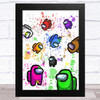 Among Us Characters & Pets In Space Splatter Art Children's Kids Wall Art Print