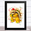 Bowser Super Mario Bros Splatter Art Children's Kids Wall Art Print