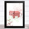 Minecraft Pig Splatter Art Children's Kids Wall Art Print