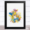 The Simpsons Watercolour Splatter The Simpsons Family Kid's Wall Art Print
