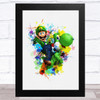 Luigi Watercolour Splatter Mario Children's Kid's Wall Art Print