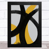 Black Grey Yellow Abstract Strokes Style 1 Wall Art Print