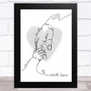 Dad Hand Holding One Child Line Art Names Personalised Father's Day Gift Print