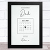 Calendar One Child Day You Became My Dad Personalised Father's Day Gift Print