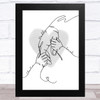 Dad And Holding Two Children Line Art Names Personalised Father's Day Gift Print