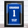 Grandad No.1 Football Shirt Blue Personalised Dad Father's Day Gift Print