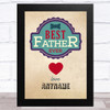 Hipster Best Father Ever Personalised Dad Father's Day Gift Wall Art Print