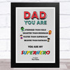 Dad You Are My Superhero Personalised Dad Father's Day Gift Wall Art Print