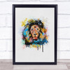 Lion Watercolour Splatter Drip Wall Art Print