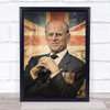 Prince Philip Union Jack Flag Vintage Fade Wall Art Print