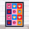 Coffee Cups X12 Pop Art Wall Art Print