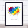 You Are Loved Rainbow Patchwork Splatter Heart Wall Art Print